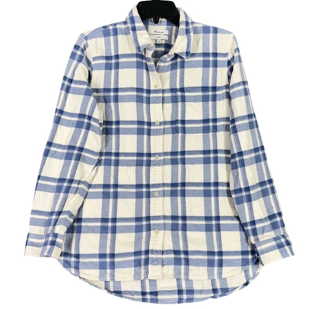 Madewell Classic Blue Plaid Long Sleeve Flannel Chore Casual Country Shirt M